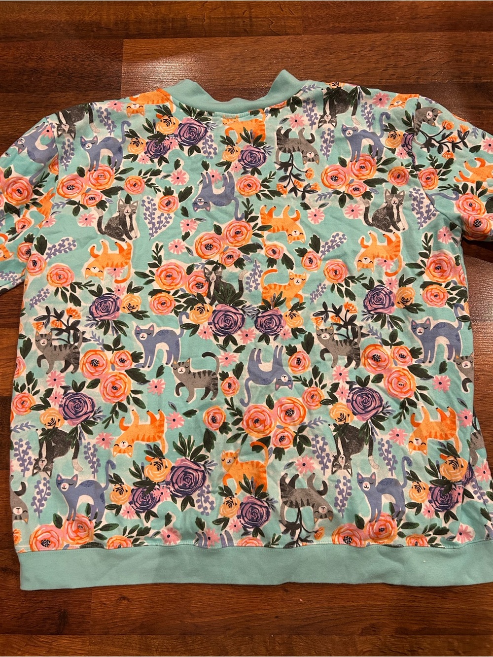 Vintage Anthony Richards Cat Snap Front Floral Sweater Women’s 3X Teal - Picture 6 of 7